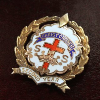 USAヴィンテージピンバッジ赤｜モルモン教聖品CHURCH OF CHRIST L.D.S.