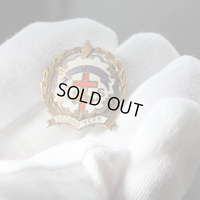 画像2: USAヴィンテージピンバッジ白10KGF｜キリスト教聖品CHRIST CHURCH教会日曜学校メンバーブローチ (2)