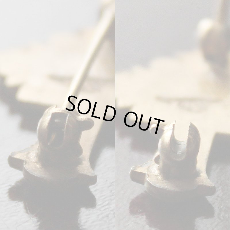 画像4: USAヴィンテージ1930s十字架ピンバッジ赤｜キリスト教聖品ULCW終身会員ブローチ (4)