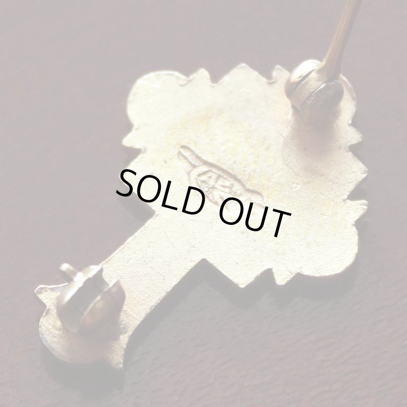 画像5: USAヴィンテージ1930s十字架ピンバッジ赤｜キリスト教聖品ULCW終身会員ブローチ (5)