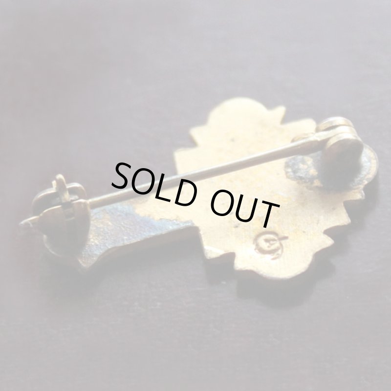 画像3: USAヴィンテージ1930s十字架ピンバッジ赤｜キリスト教聖品W.M.S. U.L.C.A.終身会員ブローチ (3)