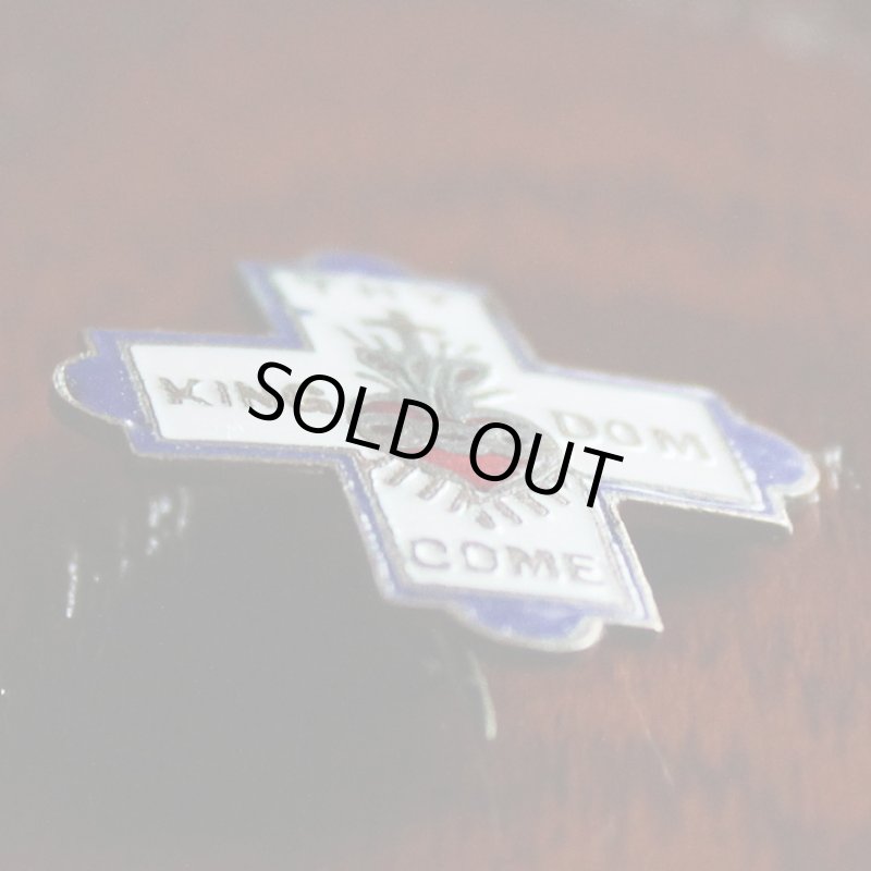 画像2: USAヴィンテージ十字架・ハートピンバッジ｜キリスト教聖品THY KINGDOM COMブローチ (2)