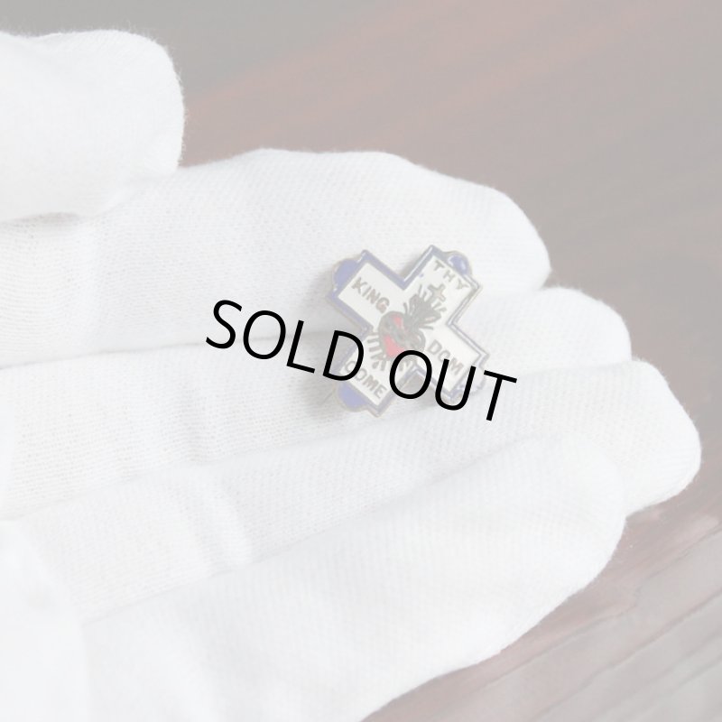 画像5: USAヴィンテージ十字架・ハートピンバッジ｜キリスト教聖品THY KINGDOM COMブローチ (5)