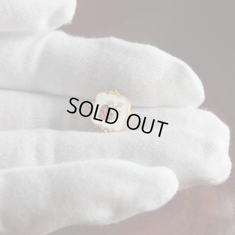 画像7: USAヴィンテージ聖心ピンバッジ｜キリスト教聖品sacred heart of JesusカトリックブローチB (7)