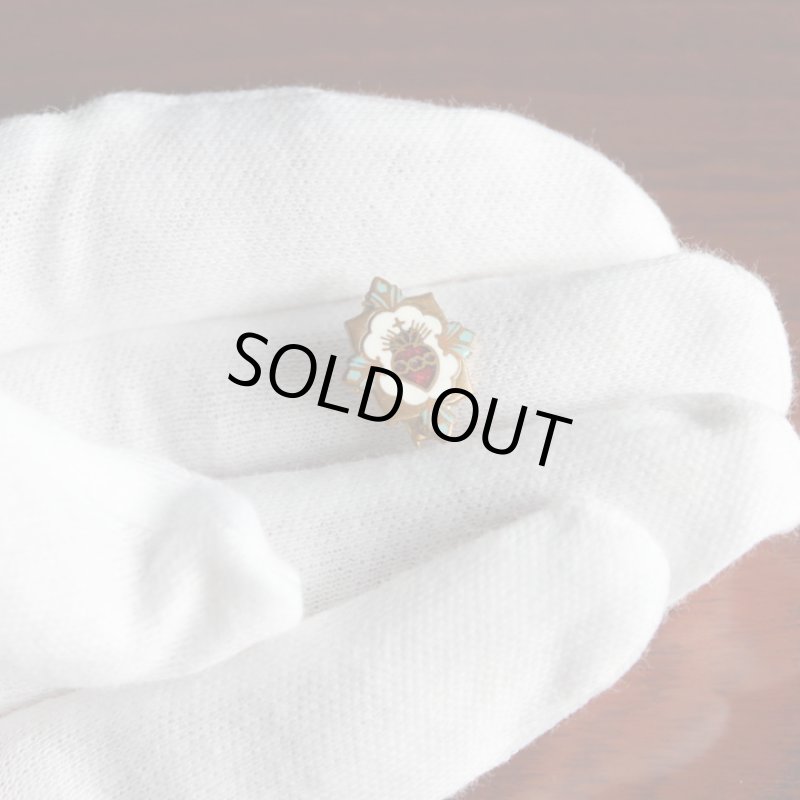 画像6: USAヴィンテージ聖心ピンバッジ｜キリスト教聖品sacred heart of JesusカトリックブローチC (6)