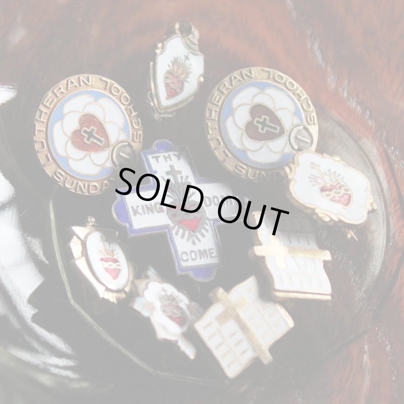 画像7: USAヴィンテージ聖心ピンバッジ｜キリスト教聖品sacred heart of JesusカトリックブローチC (7)