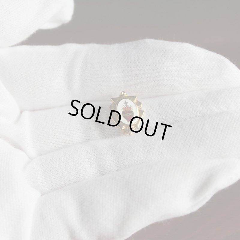 画像6: USAヴィンテージ聖心ピンバッジ｜キリスト教聖品sacred heart of JesusカトリックブローチD (6)