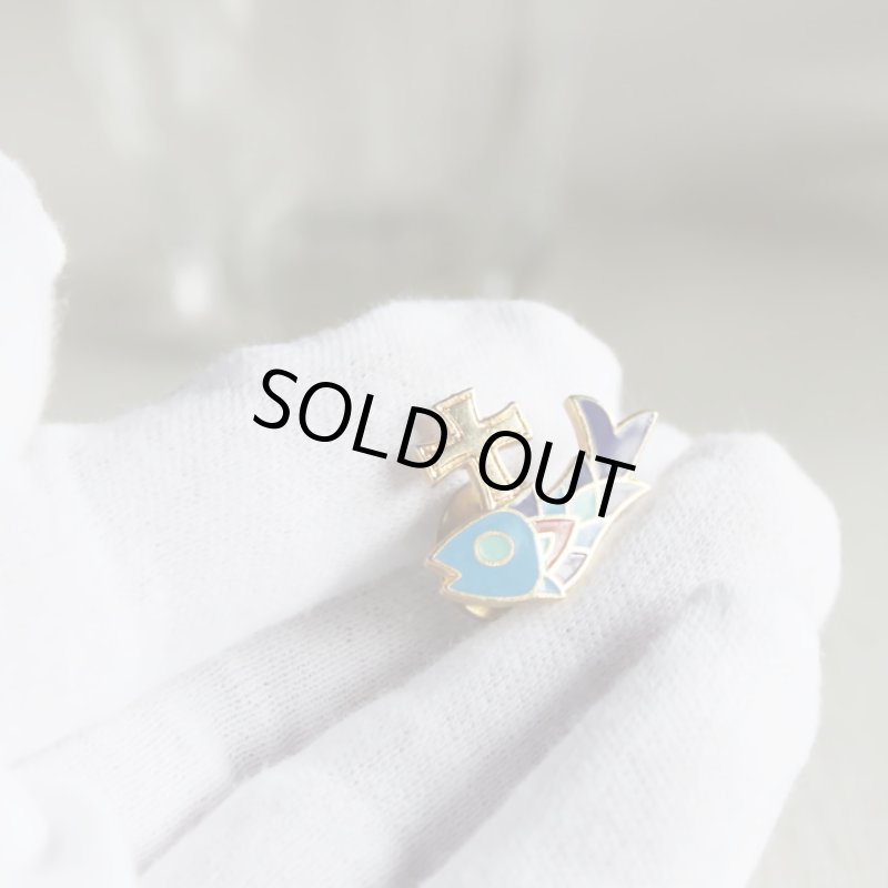 画像3: USAヴィンテージピンバッジ|十字架と魚イクトゥスクリスチャンフィッシュブローチピンズ聖品 (3)