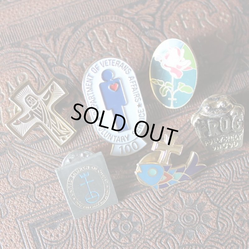 USA90s薔薇と十字架のピンバッジ｜薔薇十字フリーメイソン聖品USAヴィンテージ