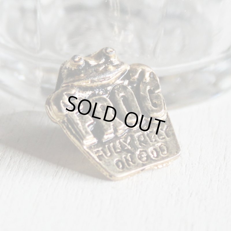 画像2: USA80sヴィンテージキリスト教ピンバッジ｜Fully Rely On God FROG蛙祈り (2)