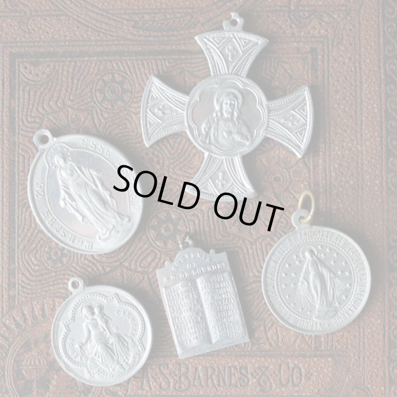 画像5: フランスヴィンテージ無原罪の聖母マリアメダイ｜アンティークメダイキリスト教カトリック聖品蛇を踏むマリア (5)