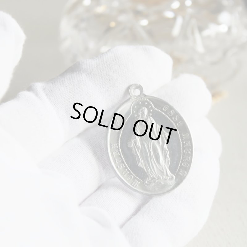 画像3: フランスヴィンテージ無原罪の聖母マリアメダイ｜アンティークメダイキリスト教カトリック聖品蛇を踏むマリア (3)