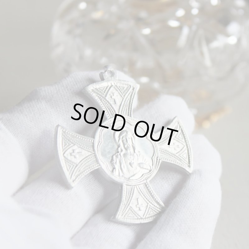 画像4: フランスヴィンテージクロス型メダイ|アンティークメダイイエスの聖心御心とカルメル山の聖母カトリック聖品 (4)