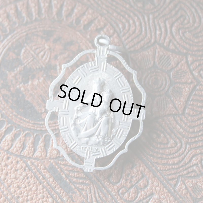 画像3: イタリアヴィンテージカメオ風メダイ｜イエスの聖心御心とカルメル山の聖母アンティークメダイ (3)