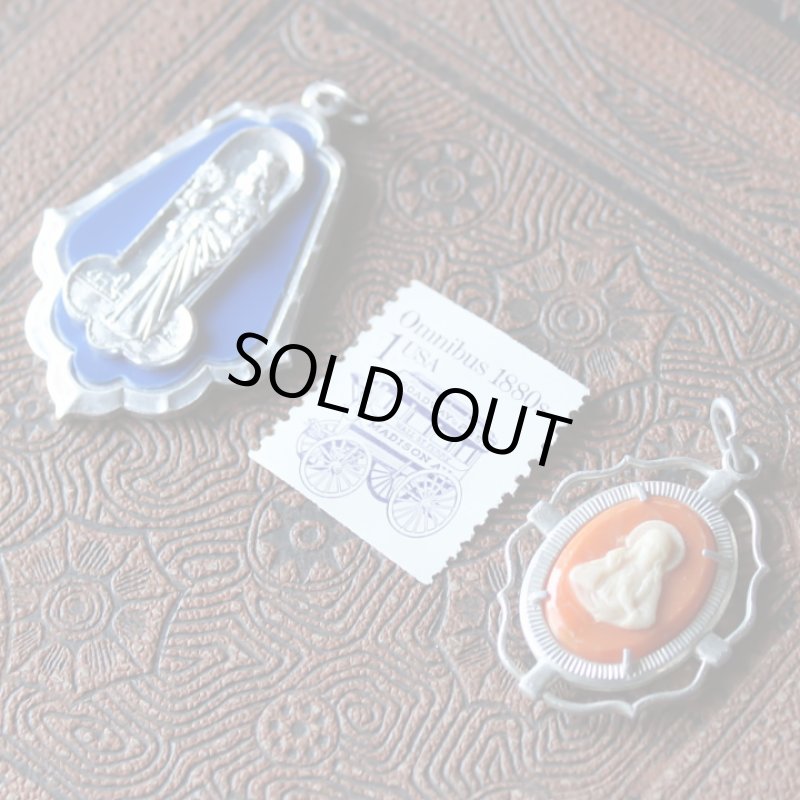 画像5: イタリアヴィンテージカメオ風メダイ｜イエスの聖心御心とカルメル山の聖母アンティークメダイ (5)