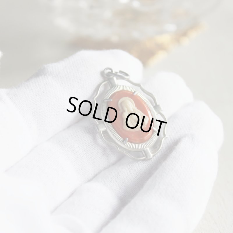 画像4: イタリアヴィンテージカメオ風メダイ｜イエスの聖心御心とカルメル山の聖母アンティークメダイ (4)