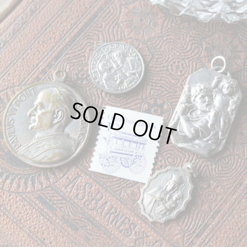 画像4: 聖クリストファー・聖アンナとマリアのメダイ｜アンティークメダイカトリックフランスヴィンテージ (4)