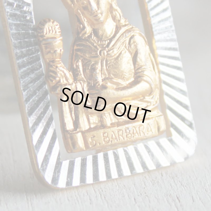 画像2: イタリアヴィンテージメダイ｜聖バルバラギリシャ・東方正教会聖品アンティークメダイ（ゴールド） (2)