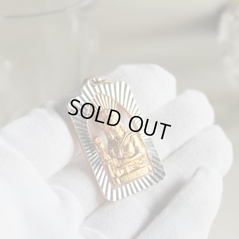 画像6: イタリアヴィンテージメダイ｜聖バルバラギリシャ・東方正教会聖品アンティークメダイ（ゴールド） (6)