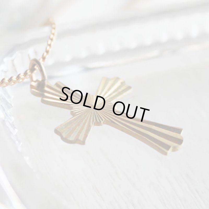 画像3: アメリカヴィンテージ真鍮製クロス十字架ペンダントネックレス｜アンティーク雑貨ブラスジュエリーネックレス (3)