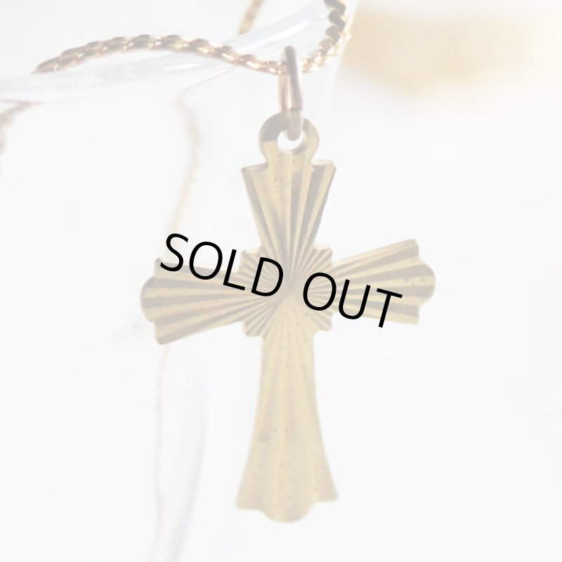 画像4: アメリカヴィンテージ真鍮製クロス十字架ペンダントネックレス｜アンティーク雑貨ブラスジュエリーネックレス (4)