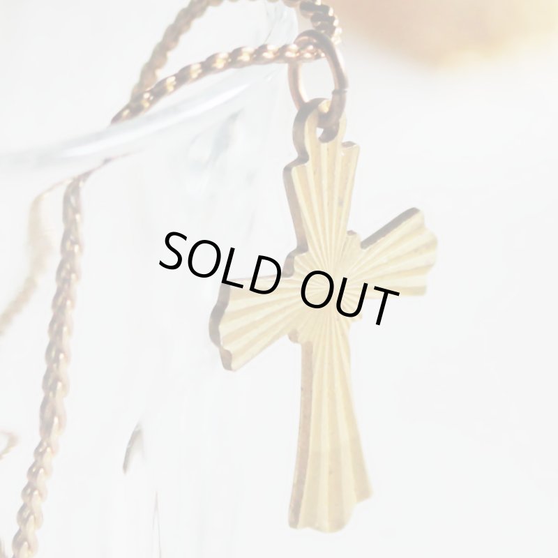 画像5: アメリカヴィンテージ真鍮製クロス十字架ペンダントネックレス｜アンティーク雑貨ブラスジュエリーネックレス (5)