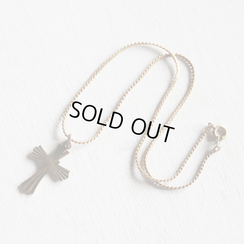 画像8: アメリカヴィンテージ真鍮製クロス十字架ペンダントネックレス｜アンティーク雑貨ブラスジュエリーネックレス (8)