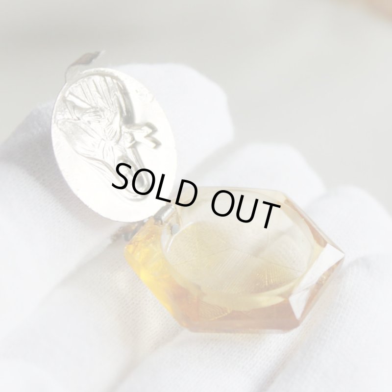 画像18: チェコスロバキア製ヴィンテージ幼きイエスの聖テレジアミニロザリオ入り六芒星ガラスペンダントネックレス (18)