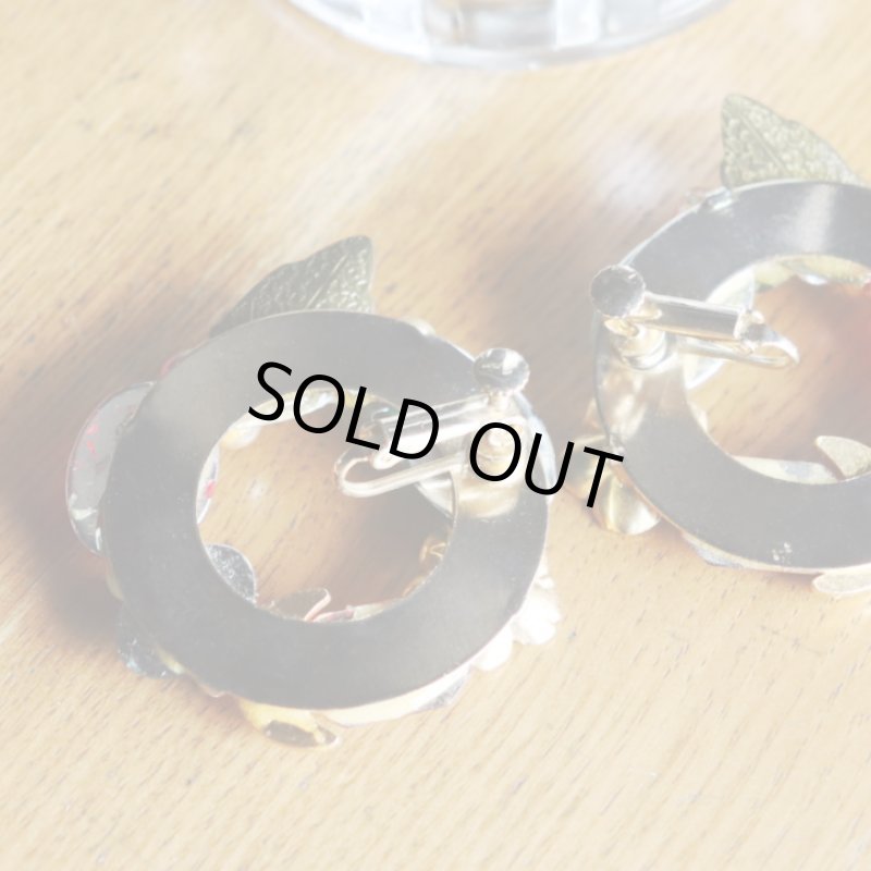 画像11: ヴィンテージコスチュームジュエリーイヤリング赤緑宝石ラインストーン｜アンティークジュエリー (11)