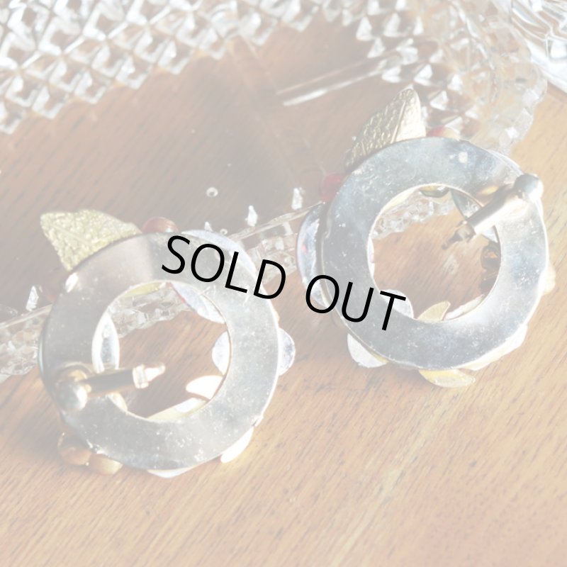 画像13: ヴィンテージコスチュームジュエリーイヤリング赤緑宝石ラインストーン｜アンティークジュエリー (13)