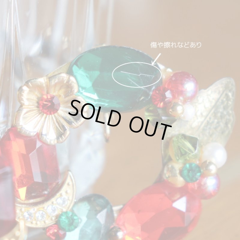 画像9: ヴィンテージコスチュームジュエリーイヤリング赤緑宝石ラインストーン｜アンティークジュエリー (9)