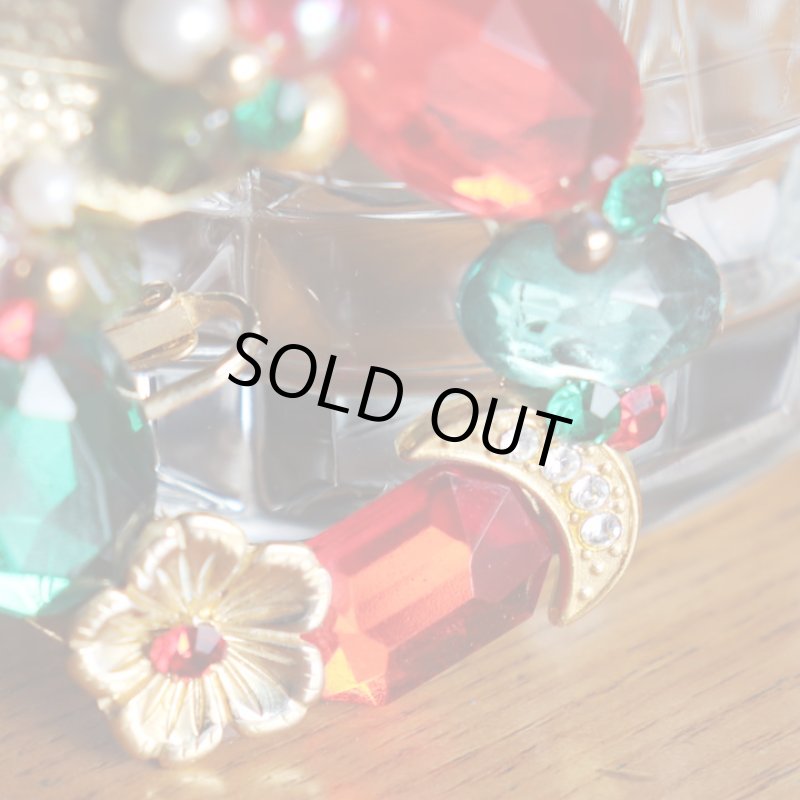 画像6: ヴィンテージコスチュームジュエリーイヤリング赤緑宝石ラインストーン｜アンティークジュエリー (6)