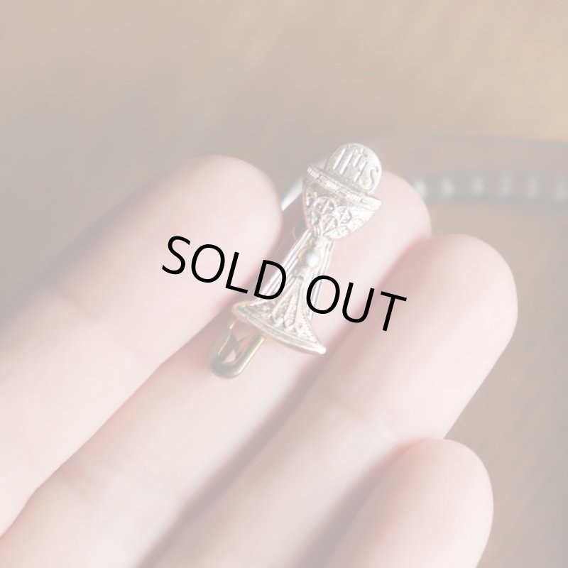 画像7: USAヴィンテージキリスト教初聖体・聖杯ブローチIHS｜first holy communionアンティークアクセサリー (7)