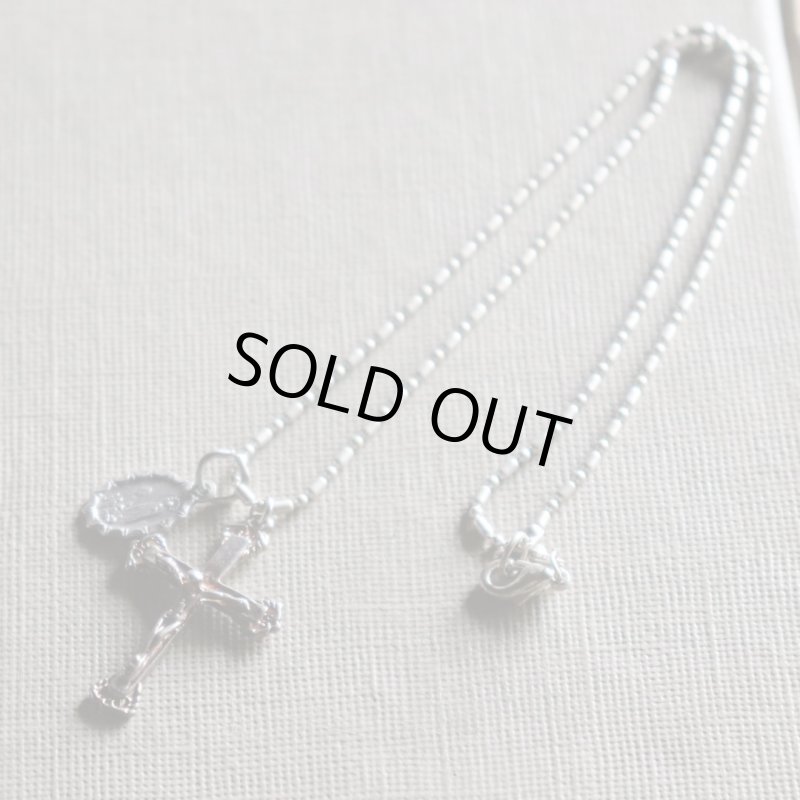 イタリアヴィンテージキリスト教ネックレスファチマの聖母マリア&マリーゴールドのメダイ・十字架クロス