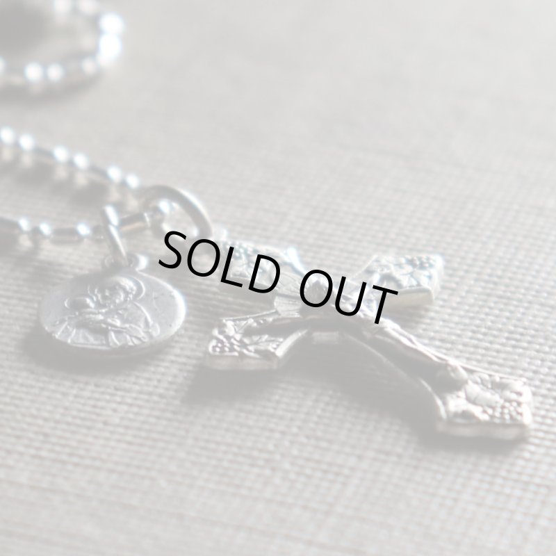 イタリアヴィンテージキリスト教ネックレス十字架と葡萄・聖アンソニー・パドヴァの聖アントニオのメダイ