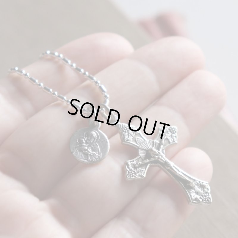 イタリアヴィンテージキリスト教ネックレス十字架と葡萄・聖アンソニー・パドヴァの聖アントニオのメダイ