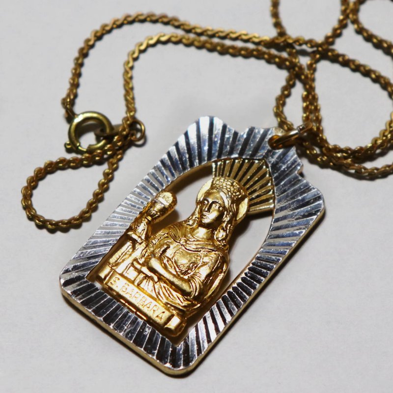 アンティークメダイ｜イタリアヴィンテージ聖バルバラのメダイ・ギリシャ・東方正教会・カトリック聖品