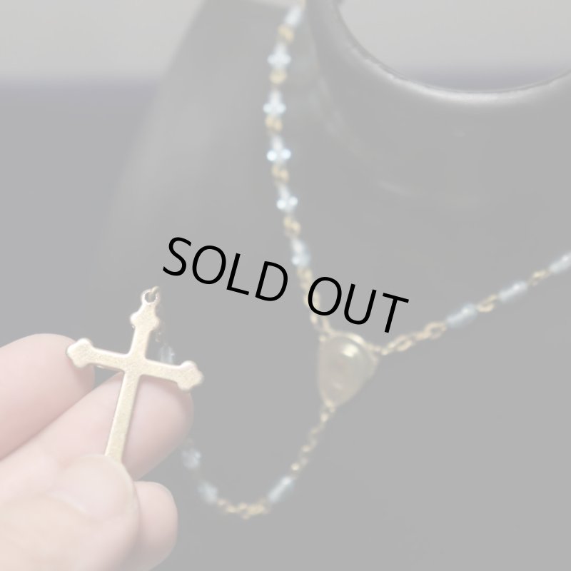 フランスアンティークガラスビーズのロザリオ・横顔の聖母マリア