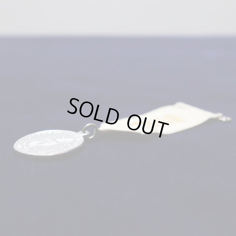 フランスアンティークメダイ聖母マリア・イエスの御心リボンブローチ