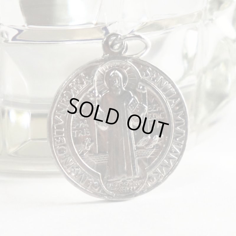 イタリアヴィンテージ聖ベネディクトのアルミメダイ｜悪魔祓いお守りベネディクトゥス聖人カトリック