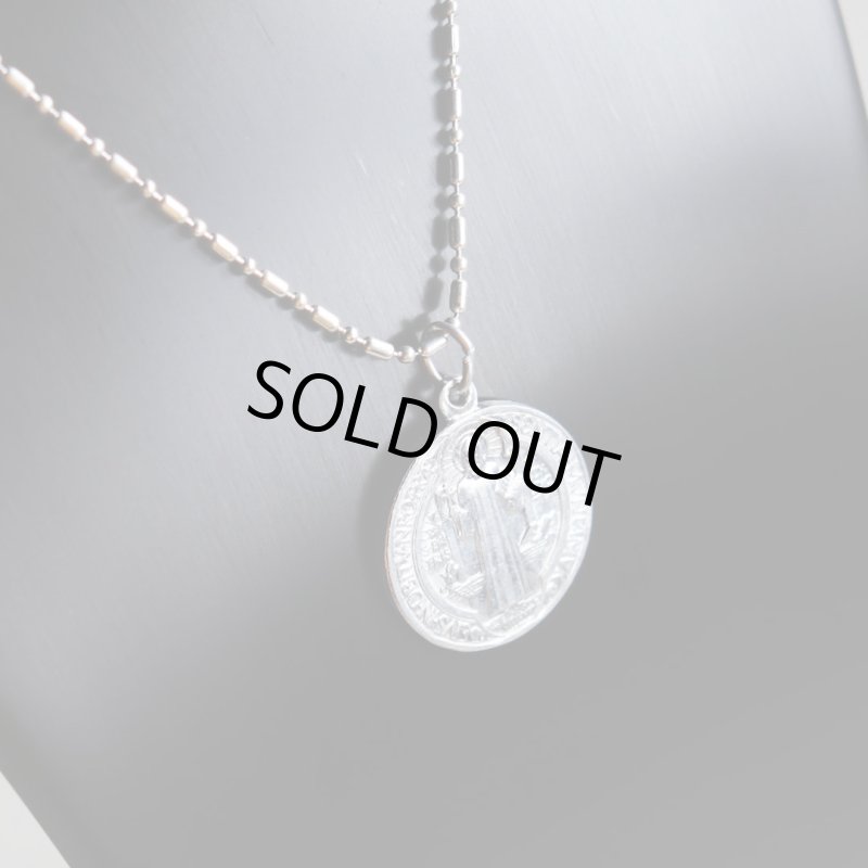 イタリアヴィンテージ聖ベネディクトのアルミメダイ｜悪魔祓いお守りベネディクトゥス聖人カトリック