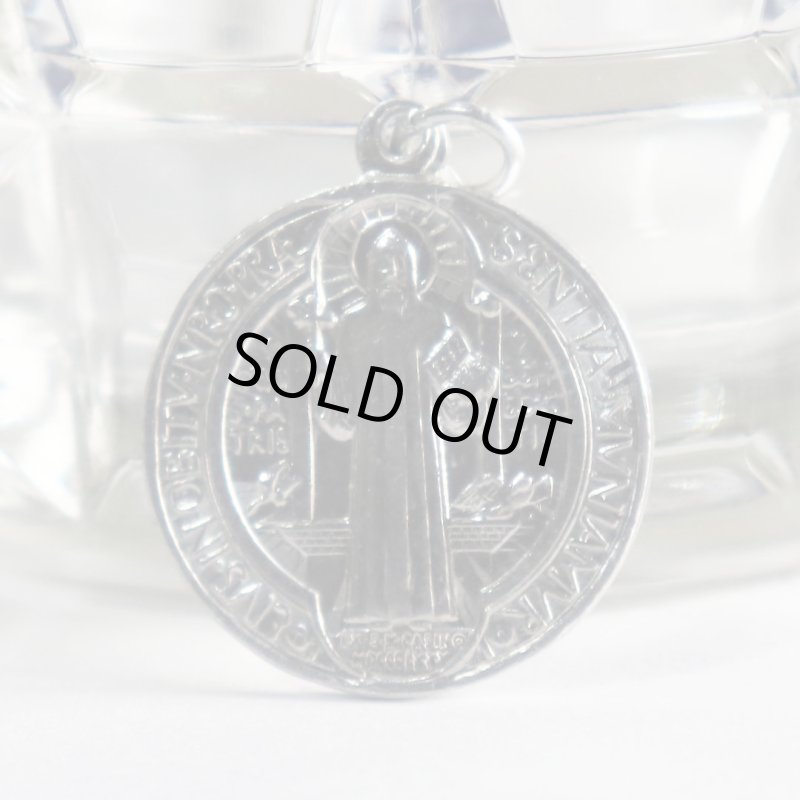 イタリアヴィンテージ聖ベネディクトのアルミメダイ｜悪魔祓いお守りベネディクトゥス聖人カトリック