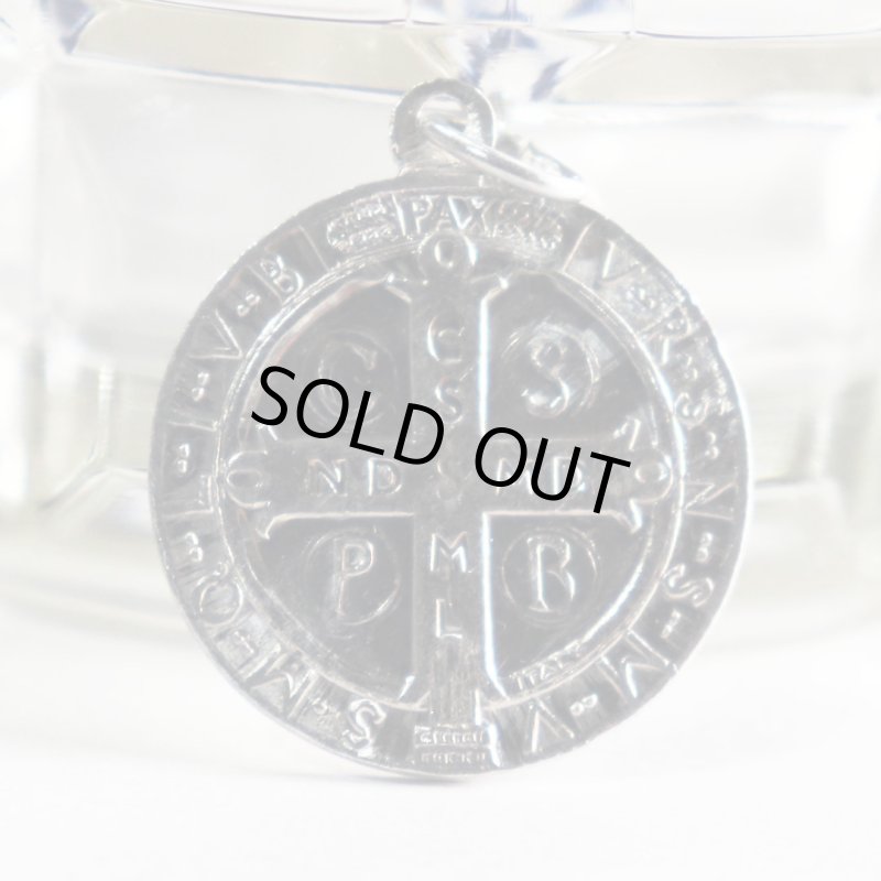 イタリアヴィンテージ聖ベネディクトのアルミメダイ｜悪魔祓いお守りベネディクトゥス聖人カトリック