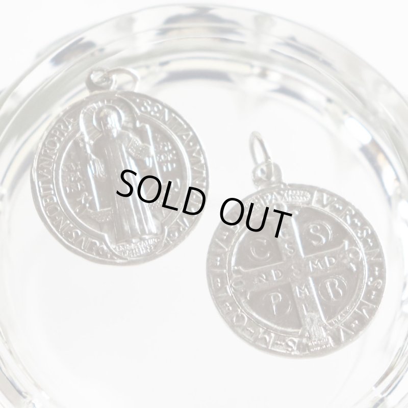 イタリアヴィンテージ聖ベネディクトのアルミメダイ｜悪魔祓いお守りベネディクトゥス聖人カトリック