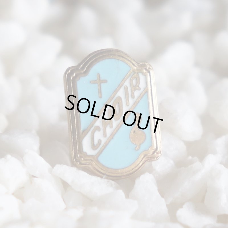 USAヴィンテージクリスチャンクロスピンバッジ水色CHOIR｜アンティークピンズライトブルー十字架/合唱団/音符