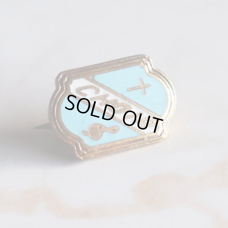 USAヴィンテージクリスチャンクロスピンバッジ水色CHOIR｜アンティークピンズライトブルー十字架/合唱団/音符