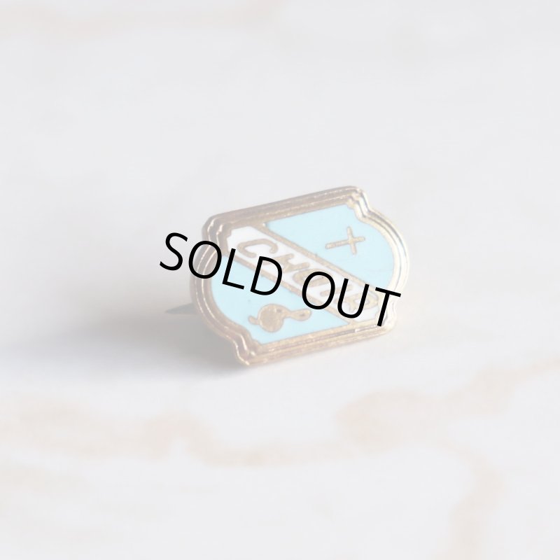 USAヴィンテージクリスチャンクロスピンバッジ水色CHOIR｜アンティークピンズライトブルー十字架/合唱団/音符