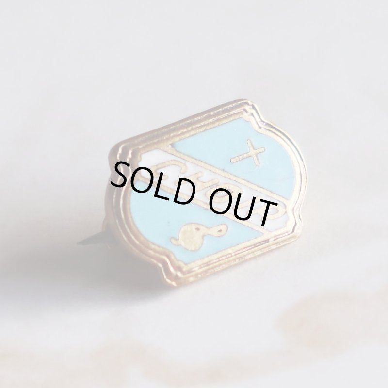 USAヴィンテージクリスチャンクロスピンバッジ水色CHOIR｜アンティークピンズライトブルー十字架/合唱団/音符