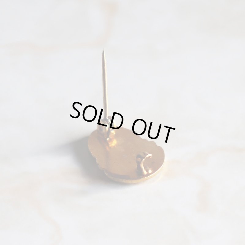 USAヴィンテージクリスチャンクロスピンバッジHONORオーバル型水色｜アンティークピンズライトブルー十字架/栄誉