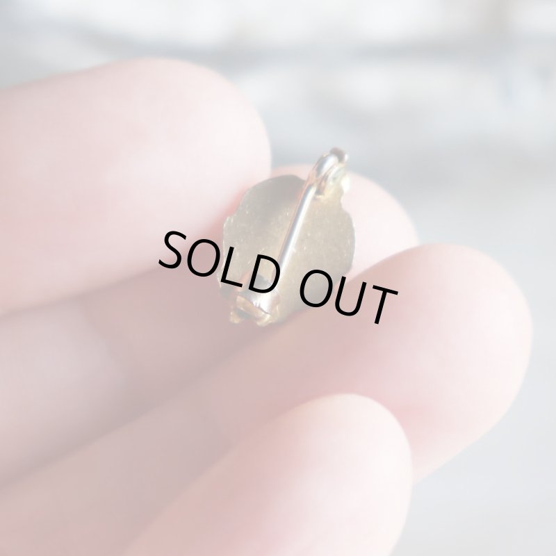 USAヴィンテージクリスチャンクロス盾型ピンバッジ水色｜アンティークピンズライトブルー十字架/シールド